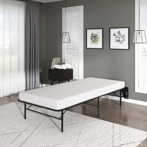 English Elm Black Metal Platform Bed Frame Queen High-Profile Foldable Design for Easy Assembly, Headboard Mountable Black 39.25 L x 38.75 W x 4.25 H B011P197729