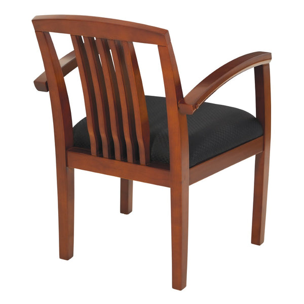 OSP Home Furnishings Wood Back Guest Chair Solid Hardwood Frame for Office Reception with Reinforced Corner Blocks Cherry KEN77LCH-3