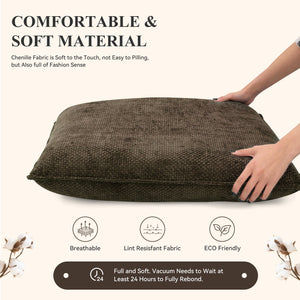 English Elm Accent Chair Mid-Century Rattan Arms Set of 2 with Rubber Wood Legs, Plush Fabric Seat, Cozy Lounge Brown T3950P399124