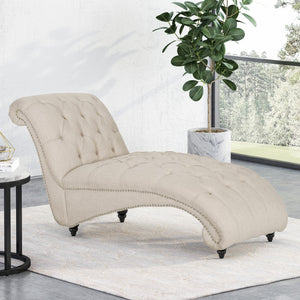 Christopher Knight Home® - Noble House - Varnell Contemporary Fabric Button Tufted Chaise Lounge