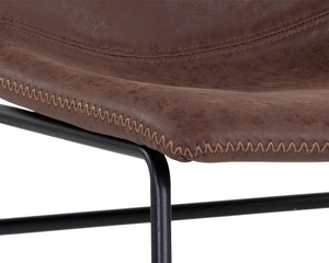 Sunpan Cal Dining Chair Set of 2 - Compact Mid-Century Design with Zigzag Stitch and Sleek Steel Frame Antique Brown