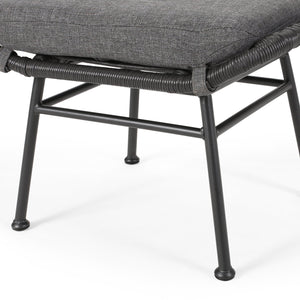 English Elm Christopher Knight Home® - Montana Faux Rattan Outdoor Ottoman Set of 2 with Water-Resistant Gray Cushions, Steel Frame Durable 65045.00GRY