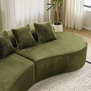 English Elm Modern curved modular sofa with dark plush upholstery, ergonomic design, versatile multi-seat lounge solution for contemporary living rooms Green W3612S00009