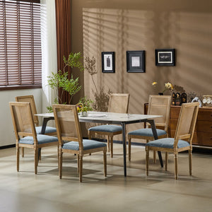 English Elm Christopher Knight Home® - [Set Of 6] Elegant French Country Dining Chairs With Plush Seats & Cane Backrest - Rustic Charm! N767P263678D_6