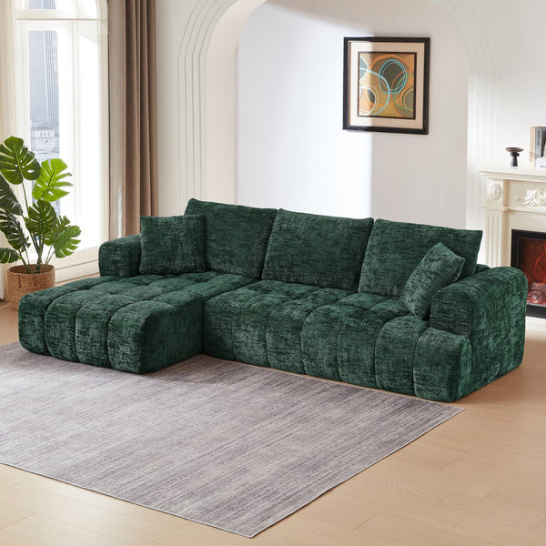 English Elm Chenille L-Shape Sectional Sofa - Plush Minimalist Sleeper Couch For Stylish Living Rooms & Apartments W2339S00078