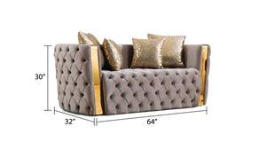 English Elm Naomi Luxurious Button-Tufted Velvet 2pc Sofa & Loveseat Set with Gold Accents, Plush Comfort B009S00946