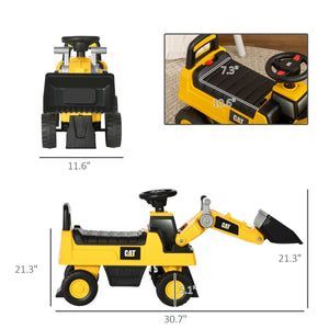 English Elm Aosom Cat Licensed Toddler Ride on Excavator Foot to Floor Digger with Working Shovel W2225P229091