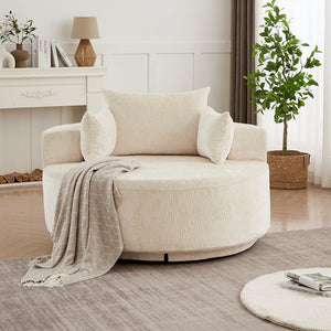 English Elm 55''l 55'l Chenille Foam Swivel Lounge Chair Plush 360 Rotation Modern Seating for Any Room W834S00595