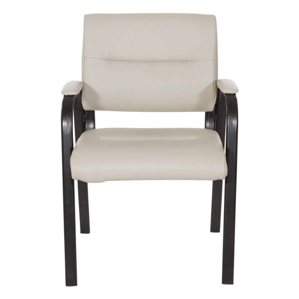 OSP Home Furnishings Guest Chair Faux Leather Office Visitor Seat with Padded Arms and Steel Frame Support Taupe FL10274-U21