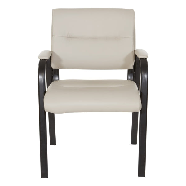 OSP Home Furnishings Guest Chair Faux Leather Office Visitor Seat with Padded Arms and Steel Frame Support Taupe FL10274-U21