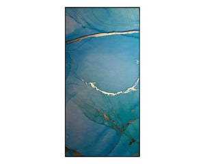 Sunpan BLUE LAGOON Triptych Canvas Set - 30" x 60" Charcoal Frame with Gold Leaf Accents for Elegance A0241
