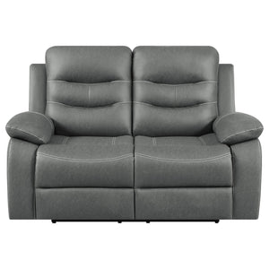 English Elm Kenneth Dark Grey Reclining Loveseat with Tufted Upholstery, Pillowtop Arms & Contrast Stitching B062P353278