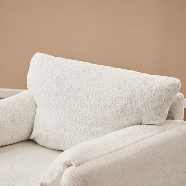 English Elm 001 Ivory White Swivel Accent Chair 360° Rotating Chenille Lounge Seat with High-Resilience Cushion, Ergonomic Reading Sofa for Living Room Office Bedroom 250LB Capacity W2636P231538