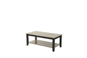 English Elm Gray Modern Two-Tone 47" Coffee Table with Walnut Veneer Top, Solid Rubberwood Legs & Shelf Storage B011P396179