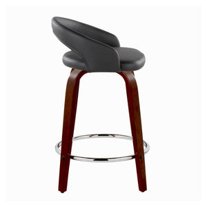 English Elm Fixed-height Swivel Counterstools Mahogany Wood Chrome Footrest Velvet Seat Set of 2 Black B202S01753