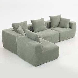 English Elm Modular Low Profile Sectional Sofa Plush Chenille Upholstery for Cozy Living Rooms W3326S00033