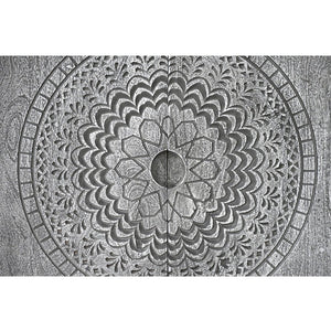 English Elm Zera Handcrafted 39" Accent Cabinet – Sandblasted Gray Mango Wood, Medallion Doors, Iron Stand B056P390833