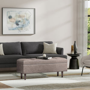 English Elm Shay Mid-Century Rectangular Storage Ottoman - Versatile Vegan Leather Seat With Hidden Compartment B136P252687-GIGA