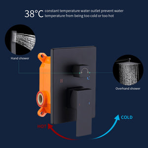 English Elm Shower System With 10" Rainfall Shower Head & Handheld Wand, Matte Black Brass Valve Combo Set T3177P269096-GIGA