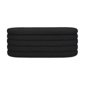 English Elm Jennifer Taylor Home - Fuji 49" Upholstered Oval Storage Bench with Bouclé Texture, Plush Tufted Lid & Hidden Compartment Black B2719P238463