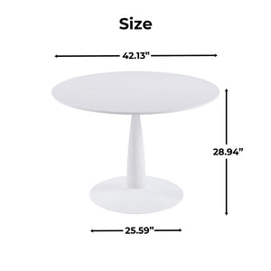 English Elm 1+4,5pieces Mid-century Dining Set Mdf Top Metal Pedestal Base Seats Six Modern Home W3766S00013