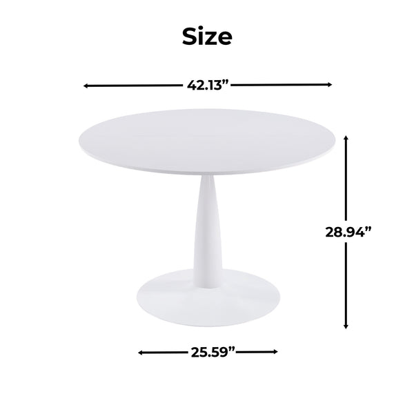 English Elm 1+4,5pieces Mid-century Dining Set Mdf Top Metal Pedestal Base Seats Six Modern Home W3766S00013