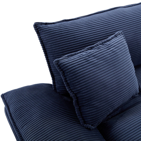 English Elm Corduroy Stylish Sleeper Sofa Loveseat with Dual-Layer Cushions & Two Support Pillows, Sturdy Frame Blue W676P184142