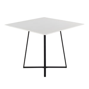 English Elm Cosmo Modern Square Dining Table With White Wood Top & Black Metal Legs For Stylish Spaces B202S01113
