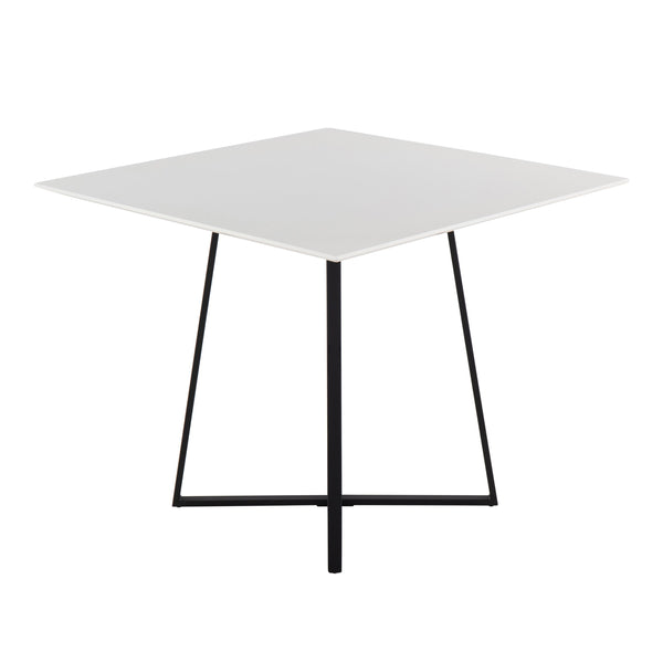 English Elm Cosmo Modern Square Dining Table With White Wood Top & Black Metal Legs For Stylish Spaces B202S01113