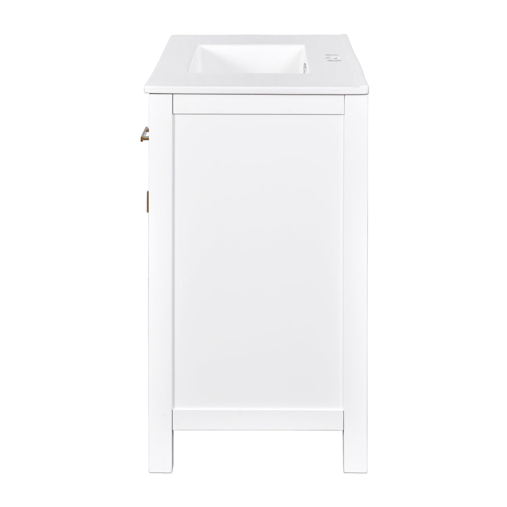English Elm 72'' Modern Bathroom Vanity Set With Ceramic Sink, Solid Wood Frame, Ample Storage & Sleek Design N710SS00011K