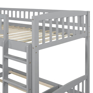 English Elm Twin Over Kids Bunk Bed with Built-in Slide Solid Pine Frame Gray Finish LT100514AAE