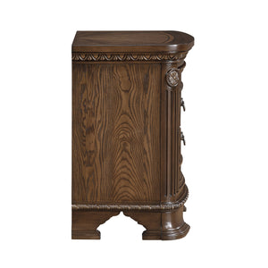 English Elm 1pc Dark Brown Elegant Nightstand with 2 Dovetail Drawers, Cedar-Lined Storage & Antique Bronze Handles B011P389524