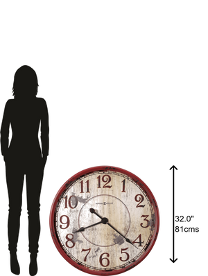 Hekman Furniture 625598 Oversized Antique Red Wall Clock – Rustic Farmhouse Decor With Quartz Movement & Unique Style  Back 40 Wall Clock 625598