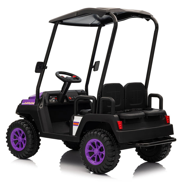 English Elm 24v Kids Electric Ride on Truck Four Seat All Wheel Drive Spring Suspension Sunshade Purple W1578P381255