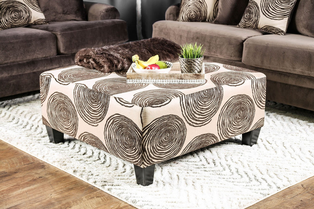 English Elm Transitional Oversized Brown Patterned Square Ottoman – Versatile Coffee Table & Extra Seating Solution B2741P356309-GIGA