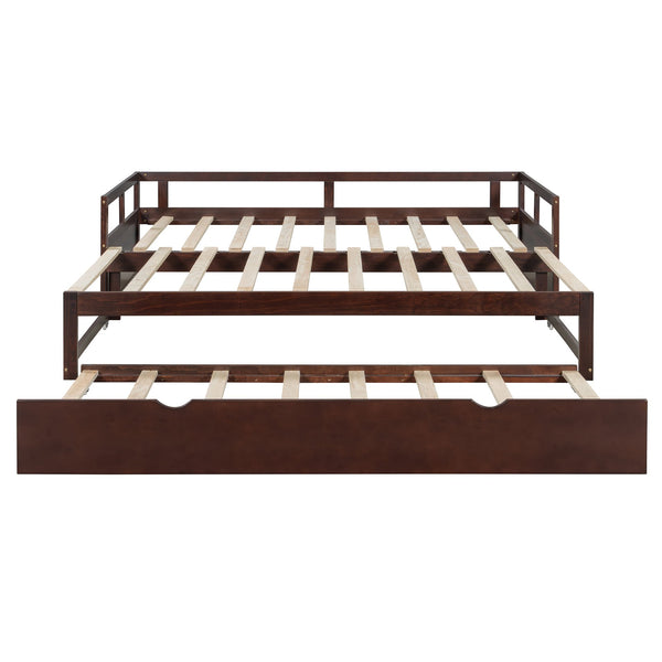 English Elm Extending Twin Daybed with Pull Out Trundle Solid Pine Wood Frame Guest Room N708P336535P