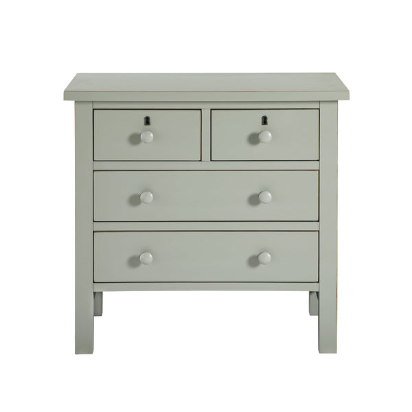 English Elm Georgina Distressed 4-Drawer Nightstand with French Dovetail Drawers and Decorative Faux Keyholes, 32" Antique Grey B050P376954