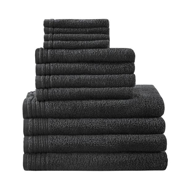 English Elm 100% Cotton Quick Dry 12-Piece Bath Towel Set - Zero Twist Duet, Soft Absorbent Bath/Hand/Washcloths B035P294208
