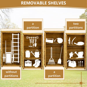 English Elm Outdoor Fir Wood Vertical Storage Shed with Lockable Door and Waterproof Sloped Roof W1422P233383