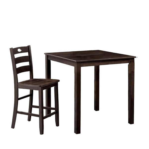 English Elm Transitional Counter Height 3pc Dining Set with USB Charging, Storage Shelves & Padded Seats Espresso 44 L x 41 W x 12 H B2741P381489