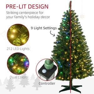 English Elm Homcom 6Ft Prelit Artificial Christmas Tree With 584 Branches & 212 Led Lights, Auto-Open Design W2225P249676