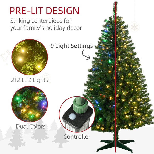 English Elm Homcom 6Ft Prelit Artificial Christmas Tree With 584 Branches & 212 Led Lights, Auto-Open Design W2225P249676