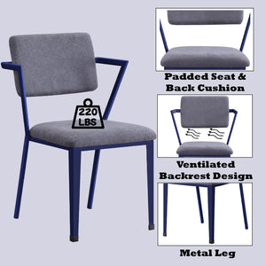 English Elm Cargo Industrial High-Back Office Chair with Padded Fabric Seat, Metal Frame and Open Back Design Blue,Gray 32 L x 24 W x 26.5 H B2726P288774