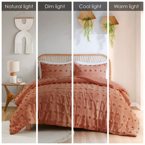 English Elm Full/Queen Lucy Clip Jacquard Comforter Set with Pom Pom Texture, Hypoallergenic, OEKO‑TEX Certified, Machine Washable Rust 9.84 L x 18.9 W x 9.84 H B035P148307