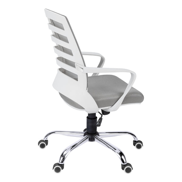 English Elm Office Mid-Back Chair with Breathable Mesh, Ergonomic Curved Support, Padded Wide Seat, Swivel and Height Adjust White 26 L x 13 W x 24 H B2710P219653