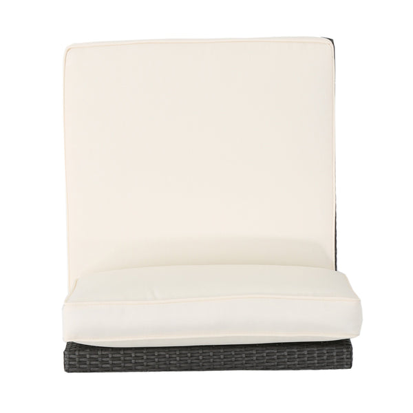 English Elm Santa Cruz Outdoor Wicker Sectional Armless Chair Set with Plush Weather Resistant Cushions Grey+White 52976.00IRNGRY