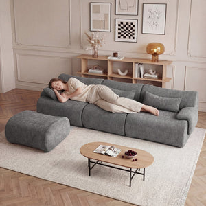 English Elm Boneless Curved Sofa 3 Seat Low Profile Streamlined Frame for Modern Living Rooms W3728S00009