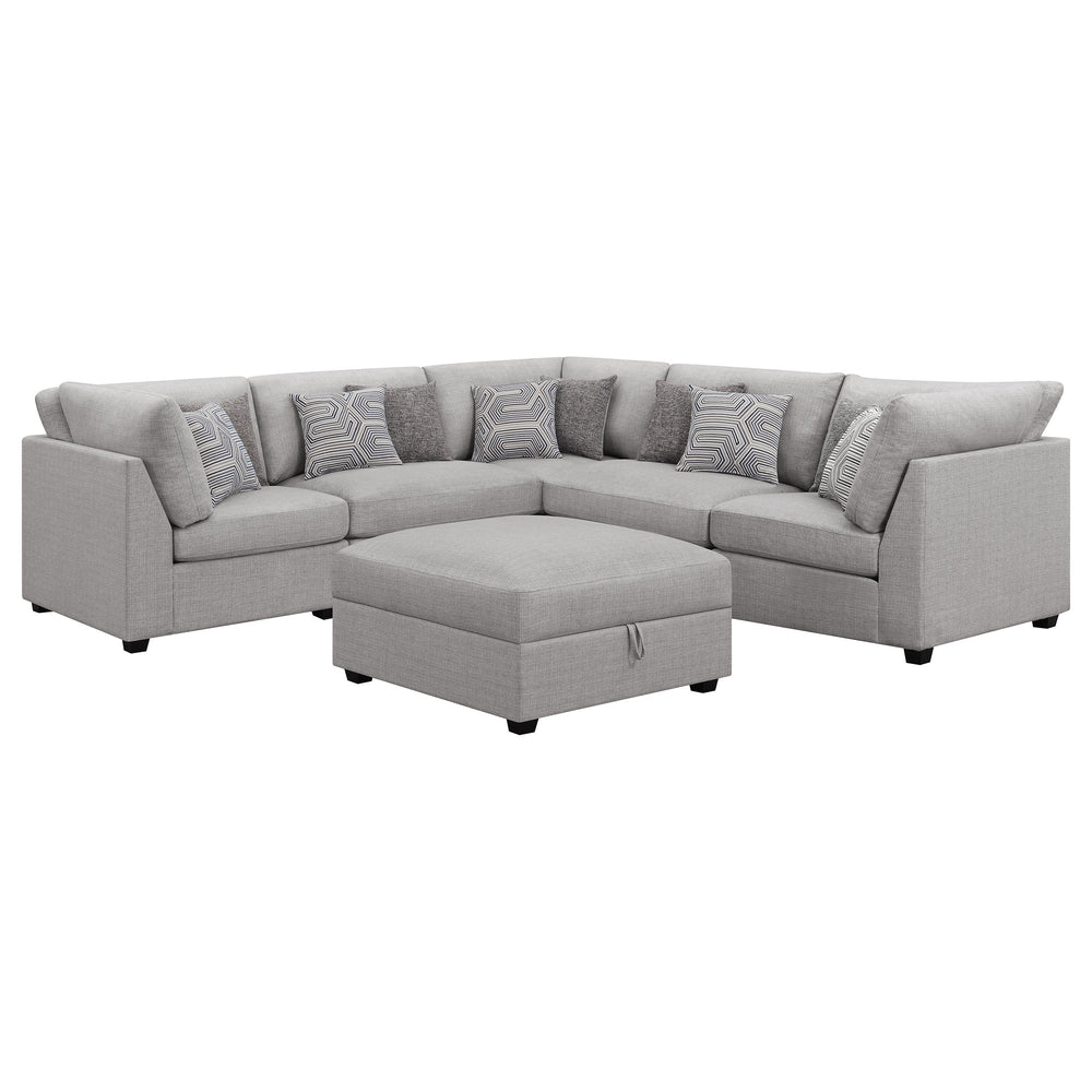 English Elm Lafayette Six Piece Modular Sectional with Feather Down Cushions and Storage Ottoman B062S01446