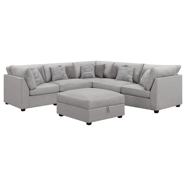 English Elm Lafayette Six Piece Modular Sectional with Feather Down Cushions and Storage Ottoman B062S01446