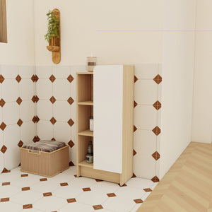 English Elm 16" Slim Wall Mounted Bathroom Cabinet Plywood Open Shelves Scandinavian Storage W3450P440622